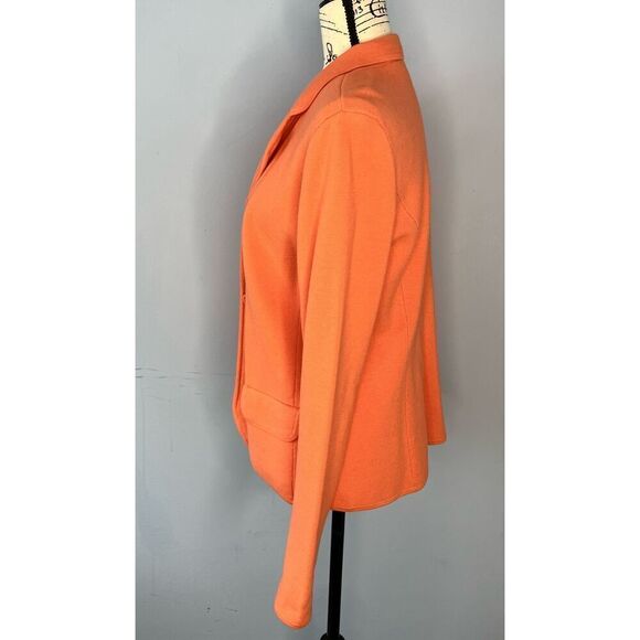 Ann Taylor Women's Size Medium Coral Orange Wool Blend Open Front Jacket Coat - Picture 3 of 9
